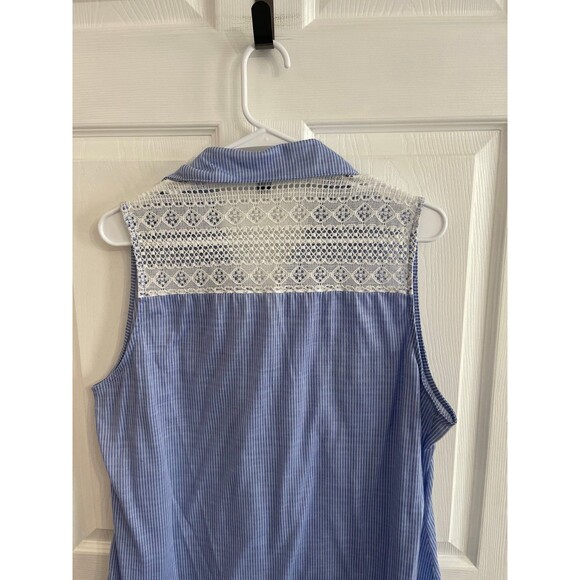 G Collection Sleeveless Button Up Shirt Size 2X Blue/White - Picture 4 of 6